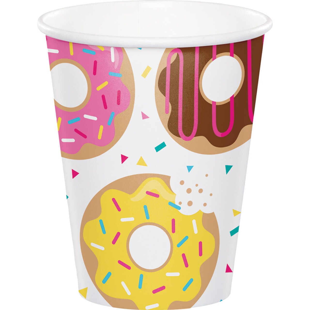 Party Central Club Pack of 96 Pink and White Disposable Donut Time Hot/cold Cups 5.6”
